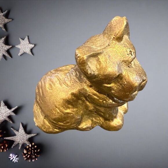 Vintage Scottish Terrier Brass Dog Sculpture Figurine Decor - Picture 10 of 11